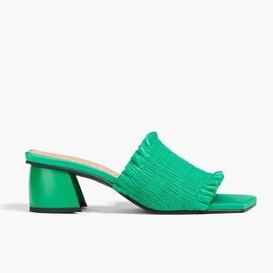 GANNI Green Smock Mules Open Square Toe Sandal Kitten Block Heel EU 36 US 6